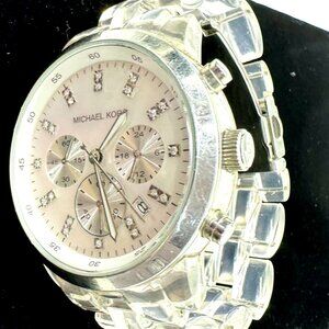 Michael Kors clear lucite watch ~ Clear band with Mother of Pearl dial ~